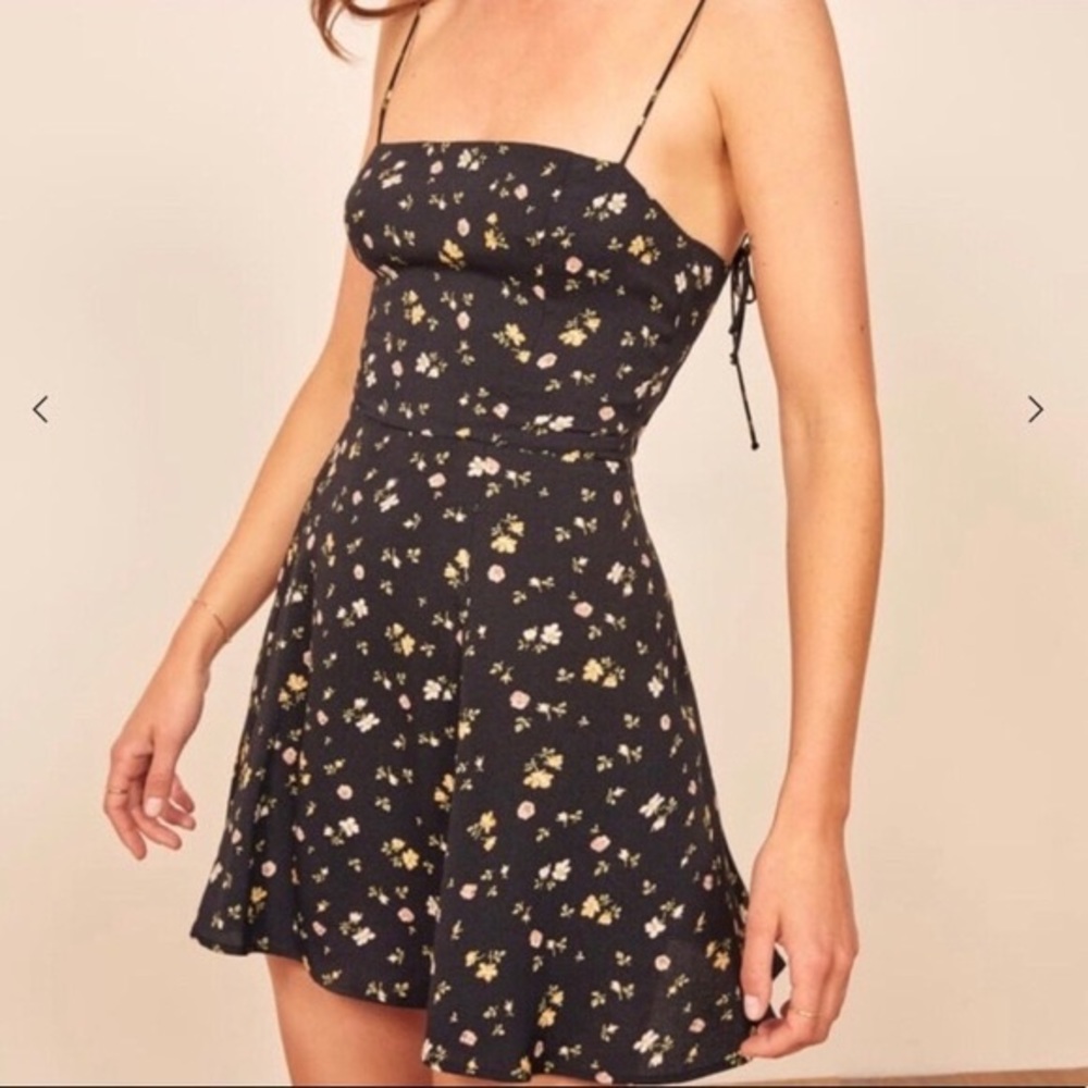 NWT Reformation Sarah Floral Mini Dress Venezia Print w/Ties